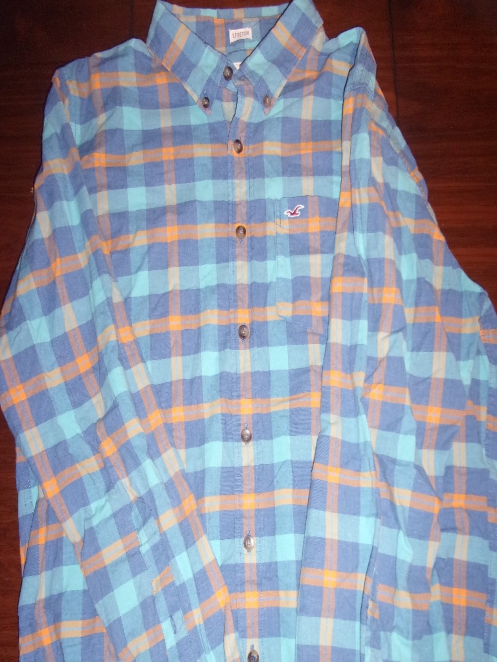 Plaid button down shirt. Hollister Xl